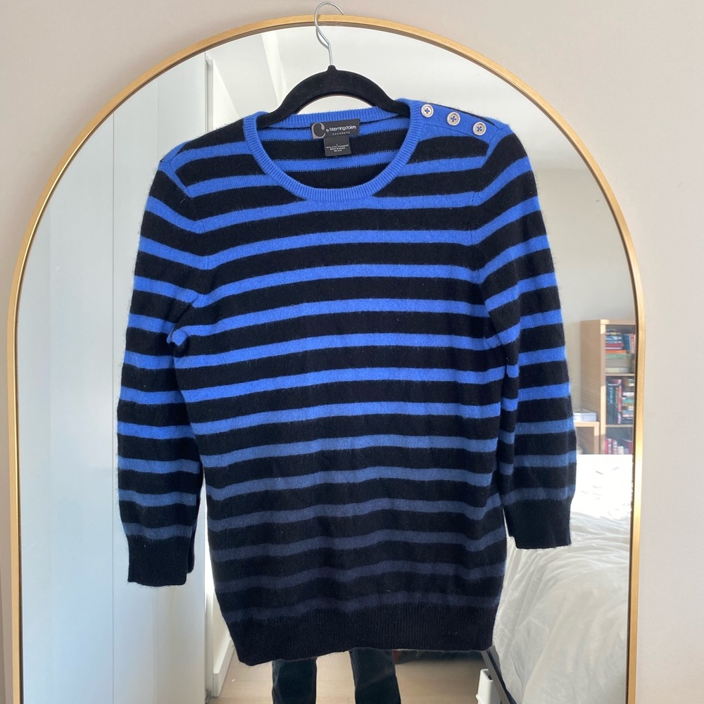 Bloomingdale’s Cashmere Blue Ombré Striped Sweater L